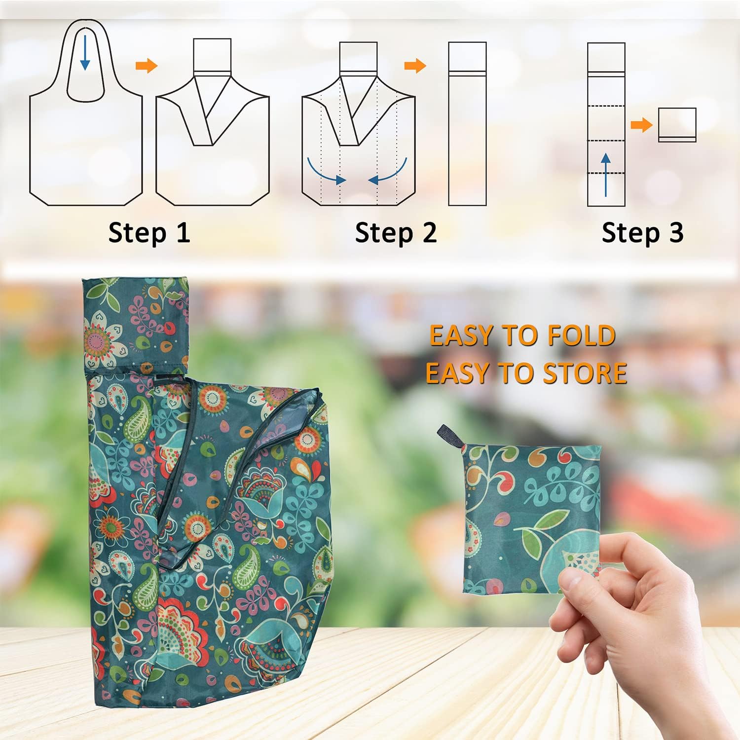 Bolsas de compras reutilizables para comestibles, paquete de 4 de 50 libras bolsas plegables grandes y lavables para mercado, compactas para un fácil almacenamiento, bolsas de tela ligeras y