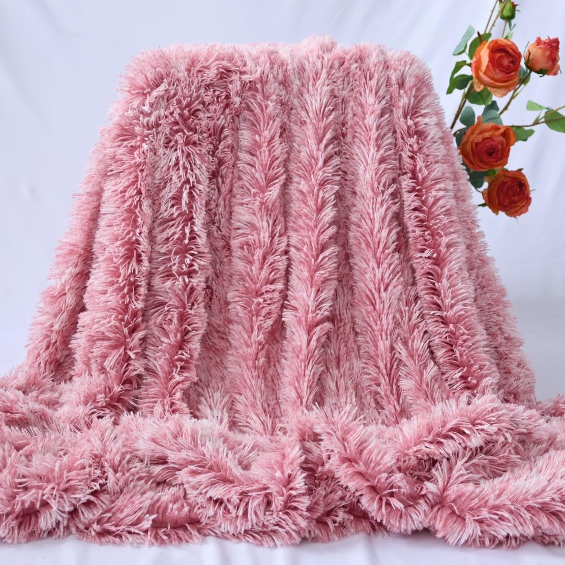 Plush Super Soft Blanket Bedding Sofa Cover Furry Fuzzy Fur Warm Throw Qulit Cozy Couch Blanket for Winter (51"x63", Black)