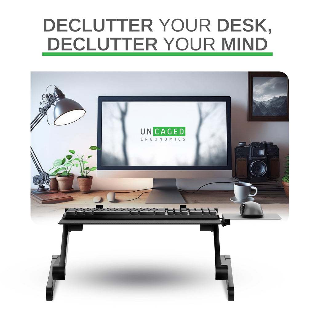 Uncaged Ergonomics WorkEZ Adjustable Computer Keyboard Stand for Desk, Keyboard & Mouse Riser, Ergonomic Portable Stand for Desktop, Computer Keypad Riser for Desk
