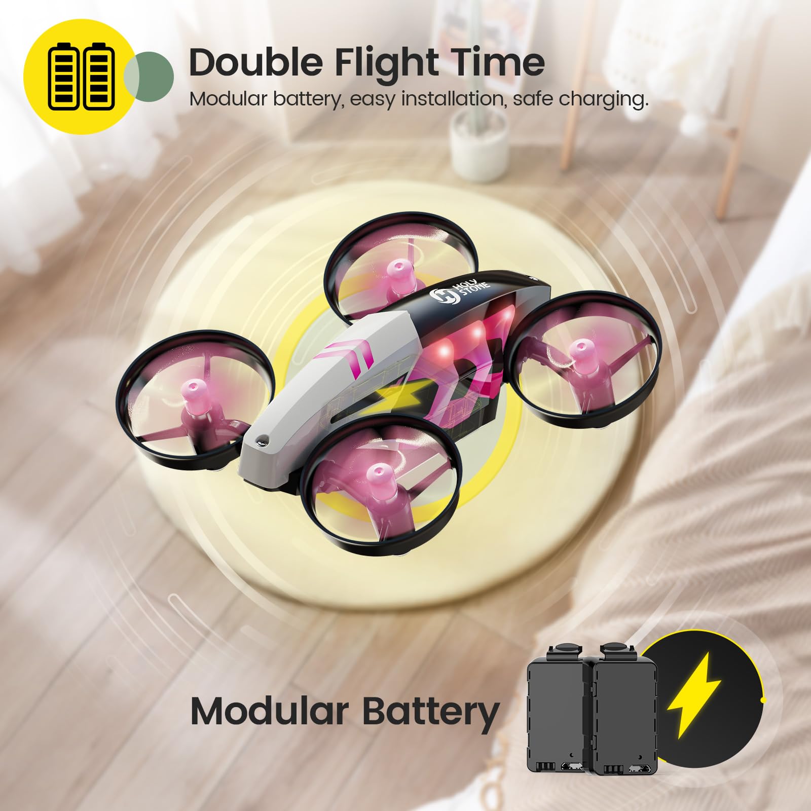 Holy Stone HS210T Drones for Kids, 2 IN1 MINI Indoor Drone with Land & Fly Mode, Four Posture Deformations RC Quadcopter with 3D Flip, Auto Hovering, Easter day& Birthday Toy Gift for Boys and Girls