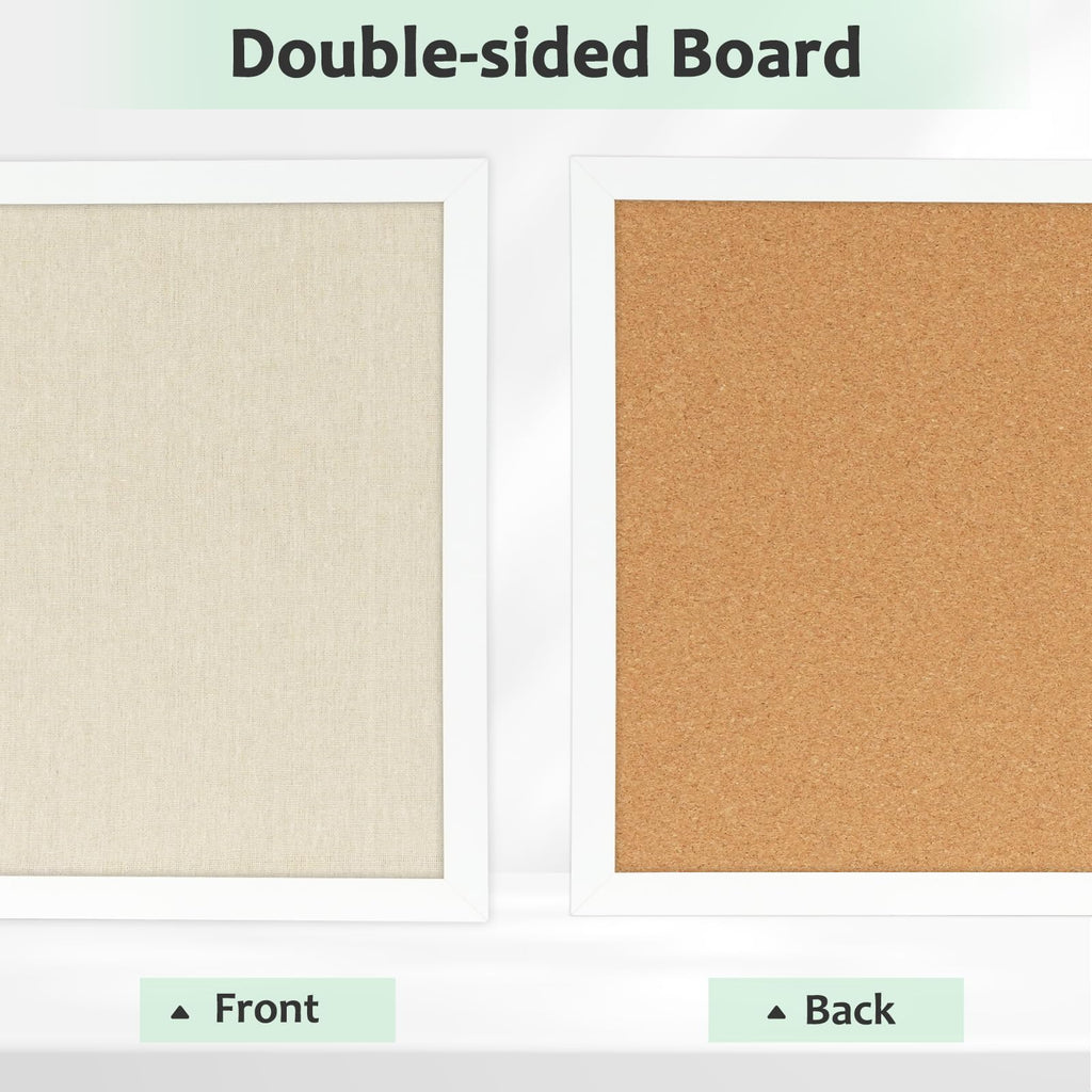 DOLLAR BOSS Black Cork Board with Linen Double-Sided 16''X 12'', Black Cork Boards for Walls, Wood Frame Bulletin Board Hanging Pin Board, Cork Board for Office Home School 1-Pack