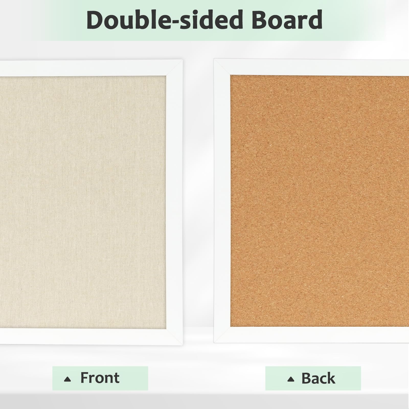 DOLLAR BOSS Black Cork Board with Linen Double-Sided 16''X 12'', Black Cork Boards for Walls, Wood Frame Bulletin Board Hanging Pin Board, Cork Board for Office Home School 1-Pack