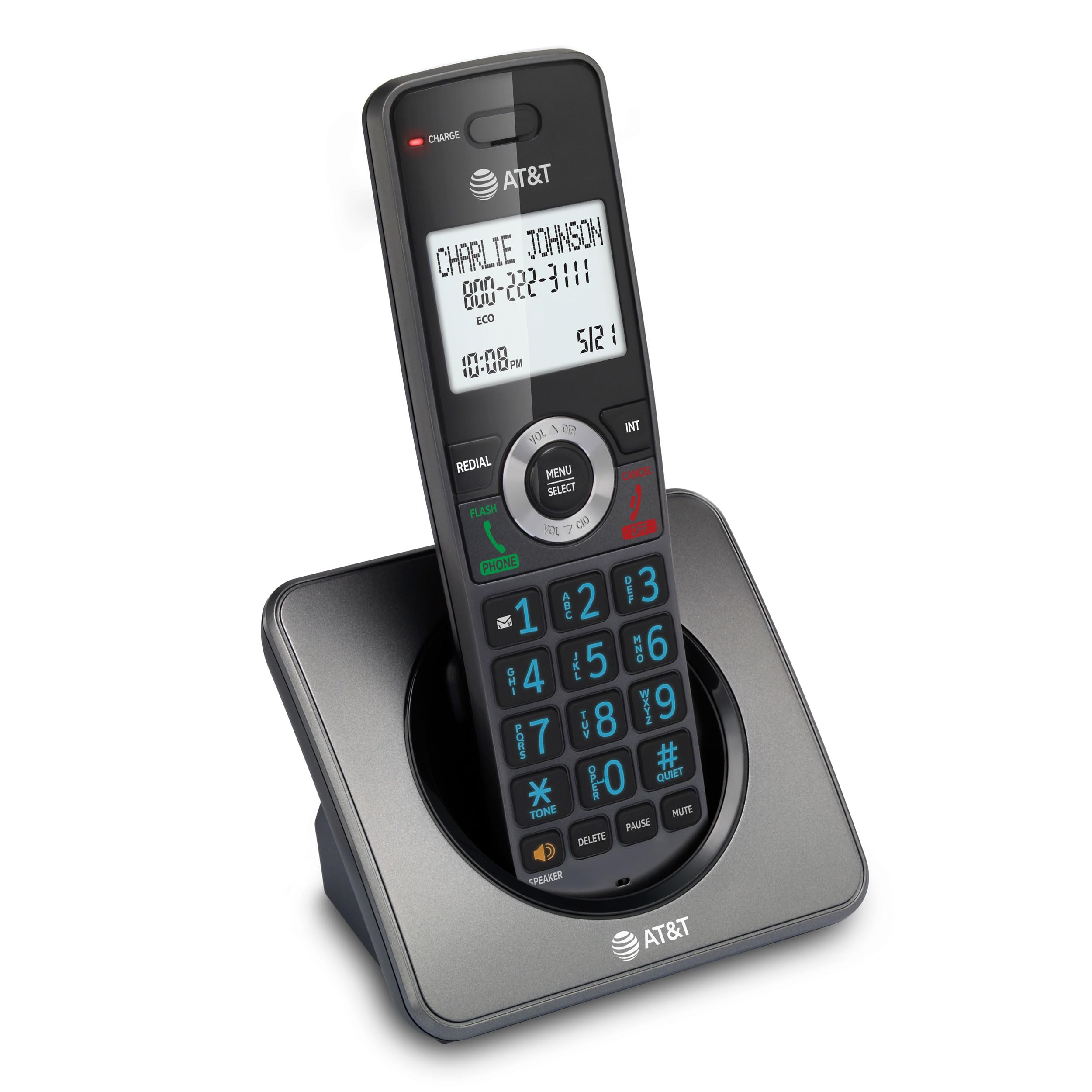 AT&T Landline Home Phone with Call Blocker, Caller ID/Call Waiting, Full-Duplex Handset Speakerphone, Backlit Keypad & Display, Rechargeable Battery, ECO Mode, DECT 6.0: GL2101-11