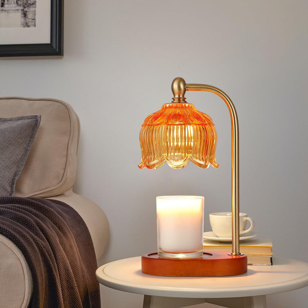 MEIXISUE Candle Warmer Lamp with Timer and Dimmer,Electric Amber Light Gifts for Women Melt Wax Warmer Lamp with 2 Bulbs for Candle Jars House Warming New Home Decor