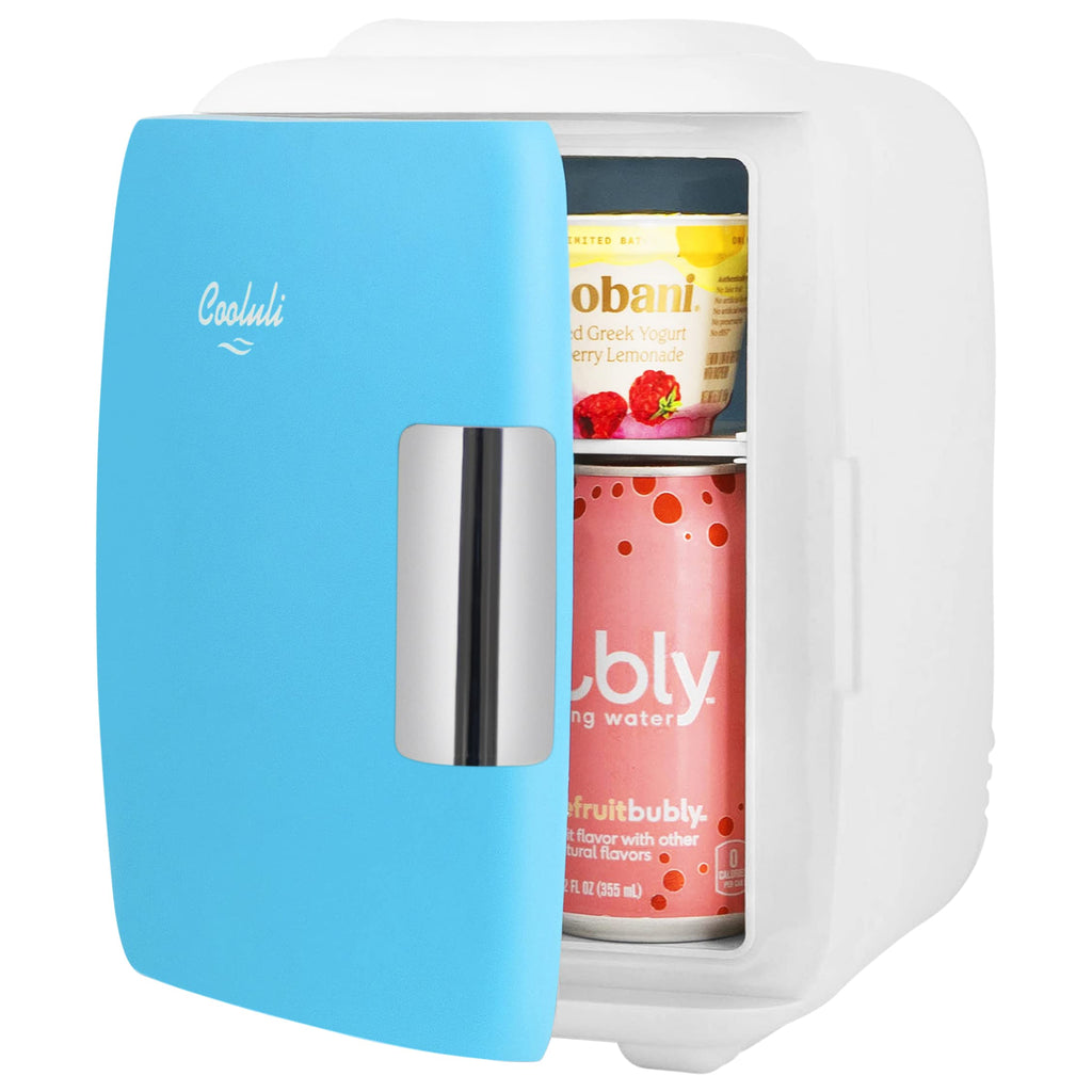 Cooluli Mini Fridge for Bedroom - Car, Office Desk & Dorm Room - Portable 4L/6 Can Electric Plug In Cooler & Warmer for Food, Drinks, Skincare Beauty & Makeup - 12v AC/DC & Exclusive USB Option, Black