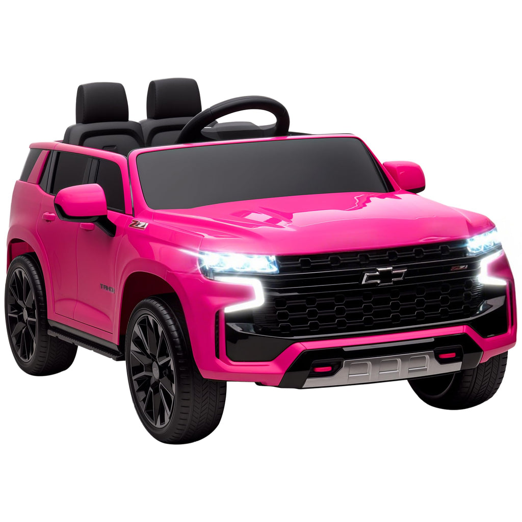 Aosom Licensed Chevrolet Tahoe Ride On Car, 12V 7AH Battery Power Ride On Toy with Parent Remote Control, LED Lights, Music, 4 Wheeler Suspension, 3 Speeds, Kids Electric Vehicle for Aged 3+, Pink