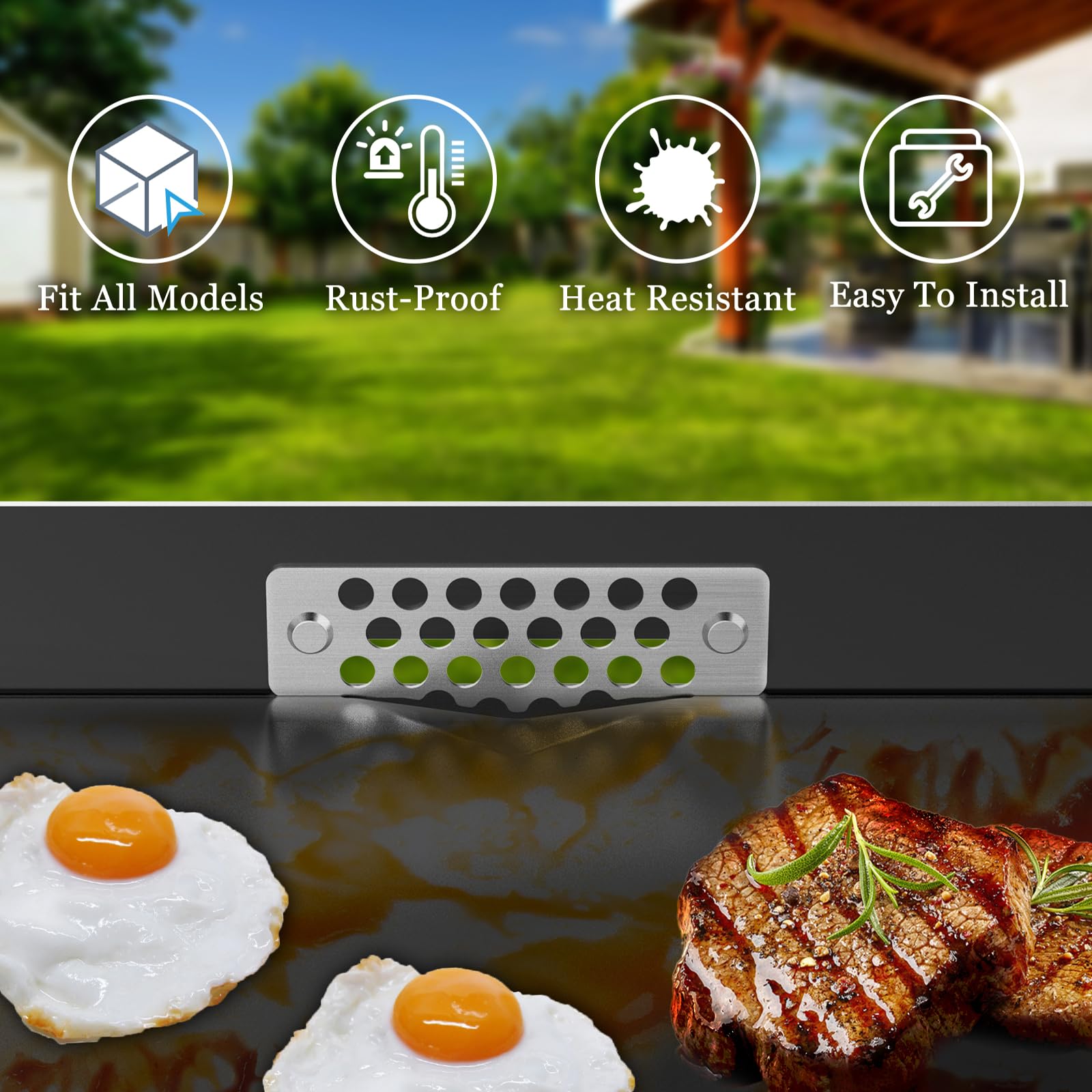 Griddle Accessories of Blackstone Grease Gate Blocker, Compatible with All Blackstone Griddle Accessories, Blocks Food from Falling into Rear Grease Trap (1Pack)