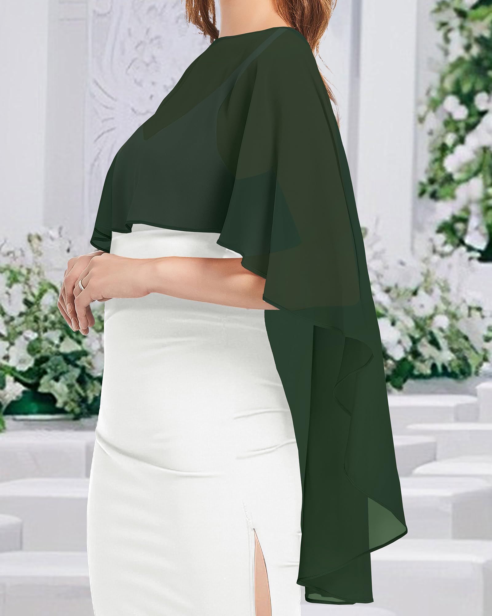 Womens Capelets Shawls and Wraps for Evening Dress Chiffon Capes Wedding Cover Up