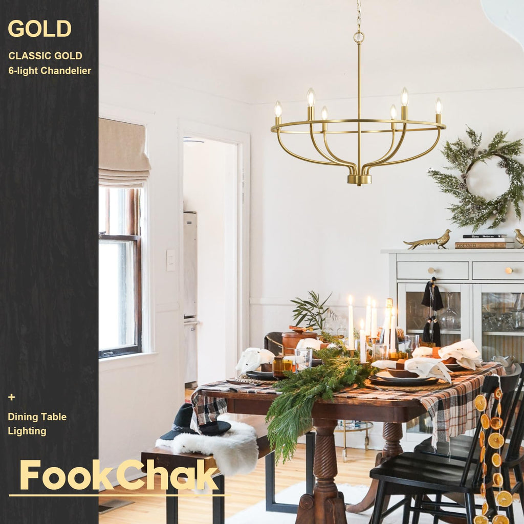 Black Chandelier 6-Light Dining Room Chandelier Kitchen Chandeliers Over Table Round Living Room Chandelier Light Fixture for Bedroom, Kitchen, Foyer