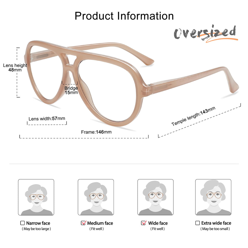 AMOMOMA 3 Pack Retro Oversized Aviator Reading Glasses for Women Men,Classic Large Reader Blue Light Computer Frame AM6111