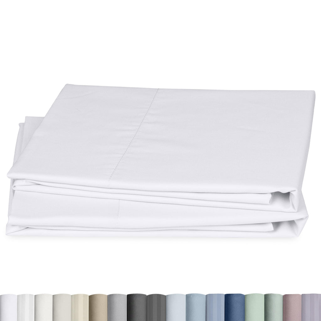 CALIFORNIA DESIGN DEN Soft & Silky 500 Thread Count 100% Cotton is Cool & Smooth, White Pillowcases Queen Size Fits Standard & Queen Pillows (Pure White)