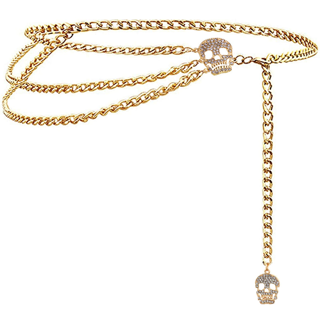Glamorstar Multilayer Metal Waist Chain Dress Belts Metal Belt for Women