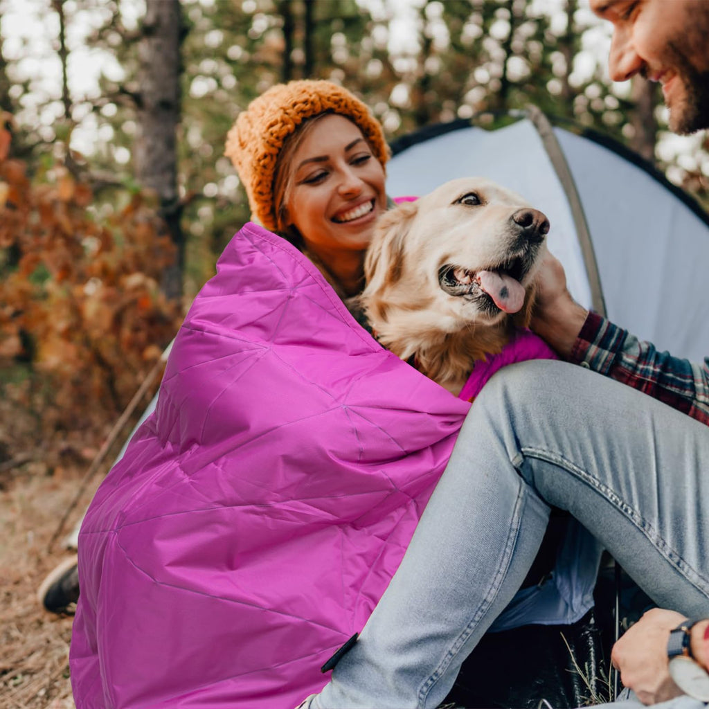 Large Outdoor Waterproof Blanket Extra Thick Fleece Stadium Blanket for Camping, Car, Pet, Picnics - Windproof, Wearable, Machine Washable 80" x 58" (Black Check)