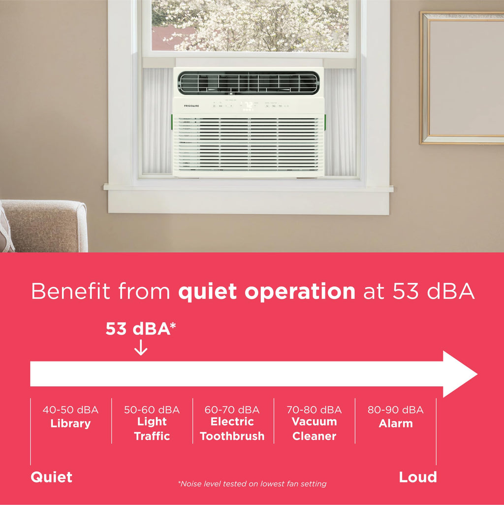 Frigidaire 8,000 BTU Smart Window Air Conditioner with Wi-Fi, Cools Up to 350 Sq. Ft., Remote Control, Quiet Operation, Eco Mode, 3 Fan Speeds, White