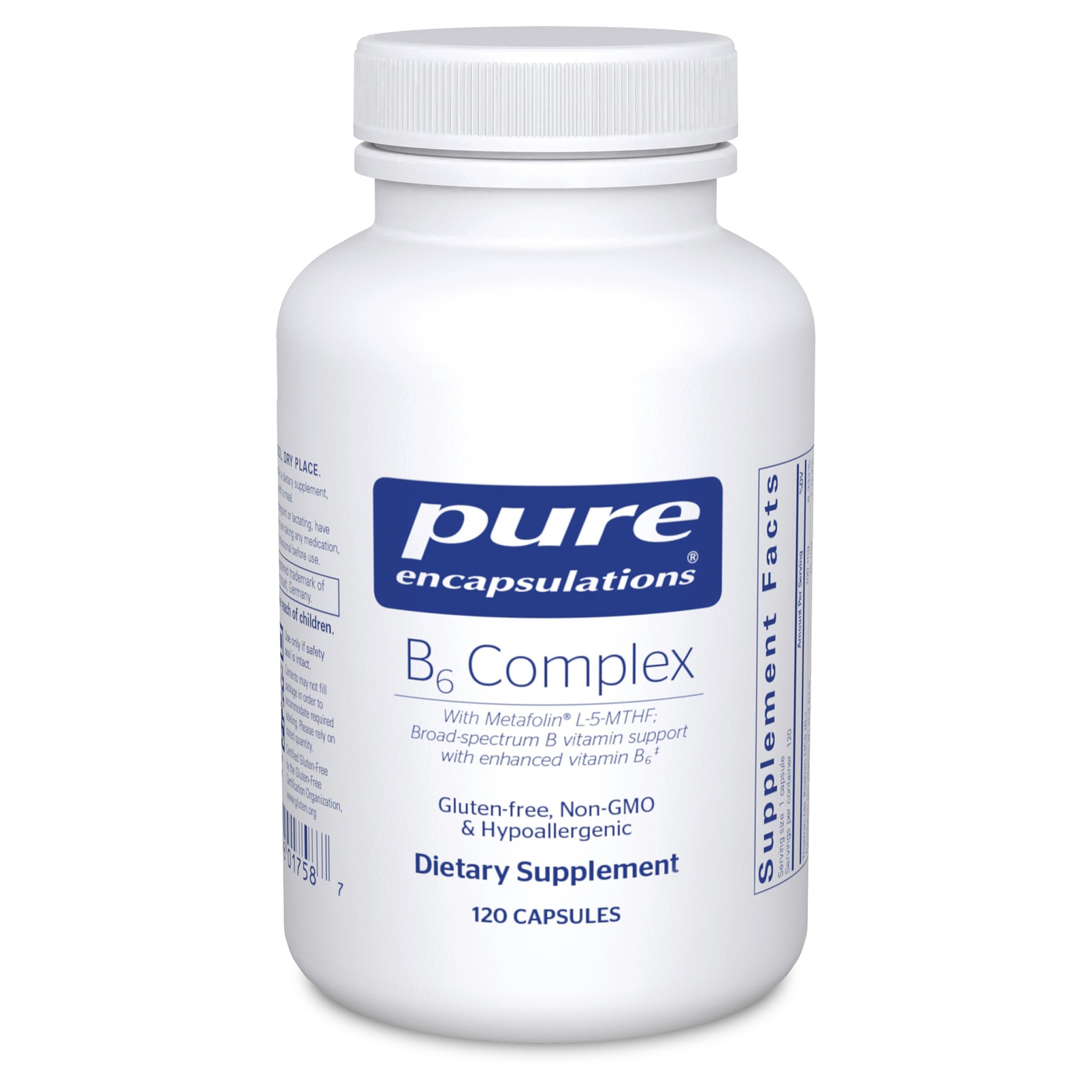 Pure Encapsulations B6 Complex - Supports Nervous System & Brain Health* - Includes B Vitamins - Contains Enriched Vitamin B6 - Non-GMO & Gluten Free - 60 Capsules