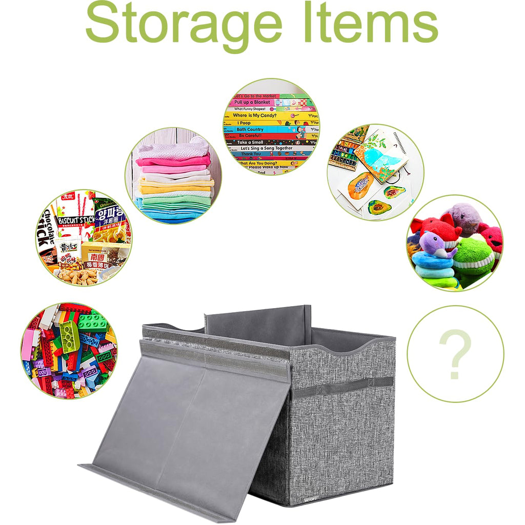 YOLOXO Toy Box Chest, Collapsible Sturdy Storage Bins with Lids, Extra Large Kids Toy Storage Organizer Boxes Bins Baskets for Kids, Boys, Girls, Nursery Room, Playroom, Closet (BLACK)