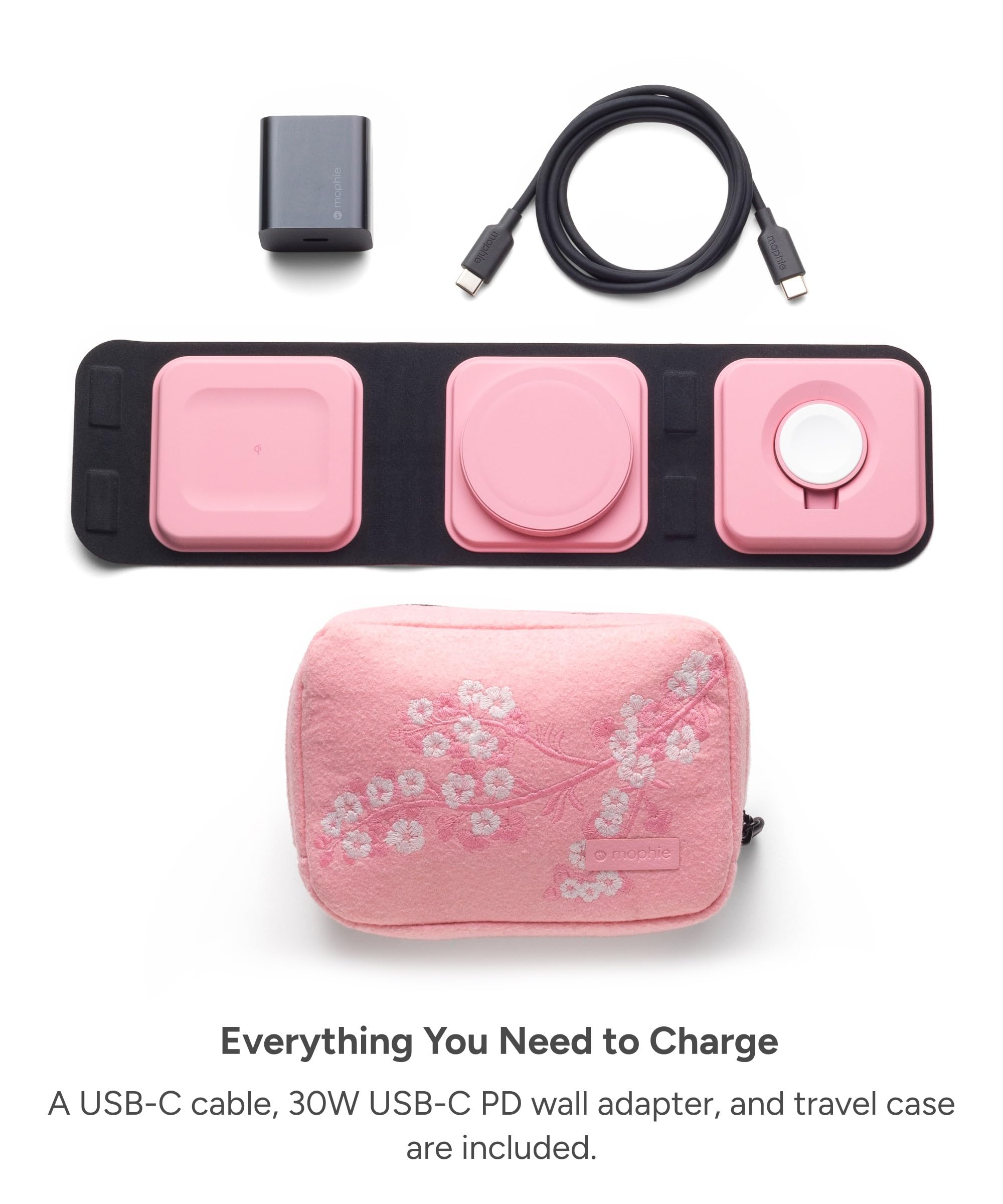 Mophie 3-in-1 Travel Charger with MagSafe - Portable Wireless Charging Hub, Compatible w/Apple Devices, iPhone 17/16/15/14/13/12 Series, Apple Watch Series 11 to 1 & Ultra, AirPods Pro/3rd Gen, Black