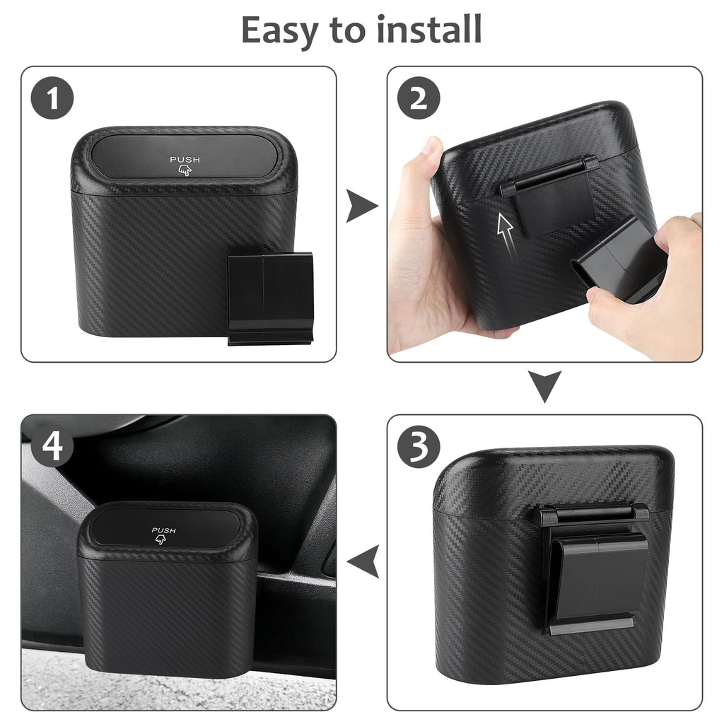 Accmor Car Trash Can with Lid, Mini Auto Dustbin Garbage Organizer with 30 Pcs Plastic Trash Bag, Automotive Garbage Container Bin for Vehicle, Home, Office