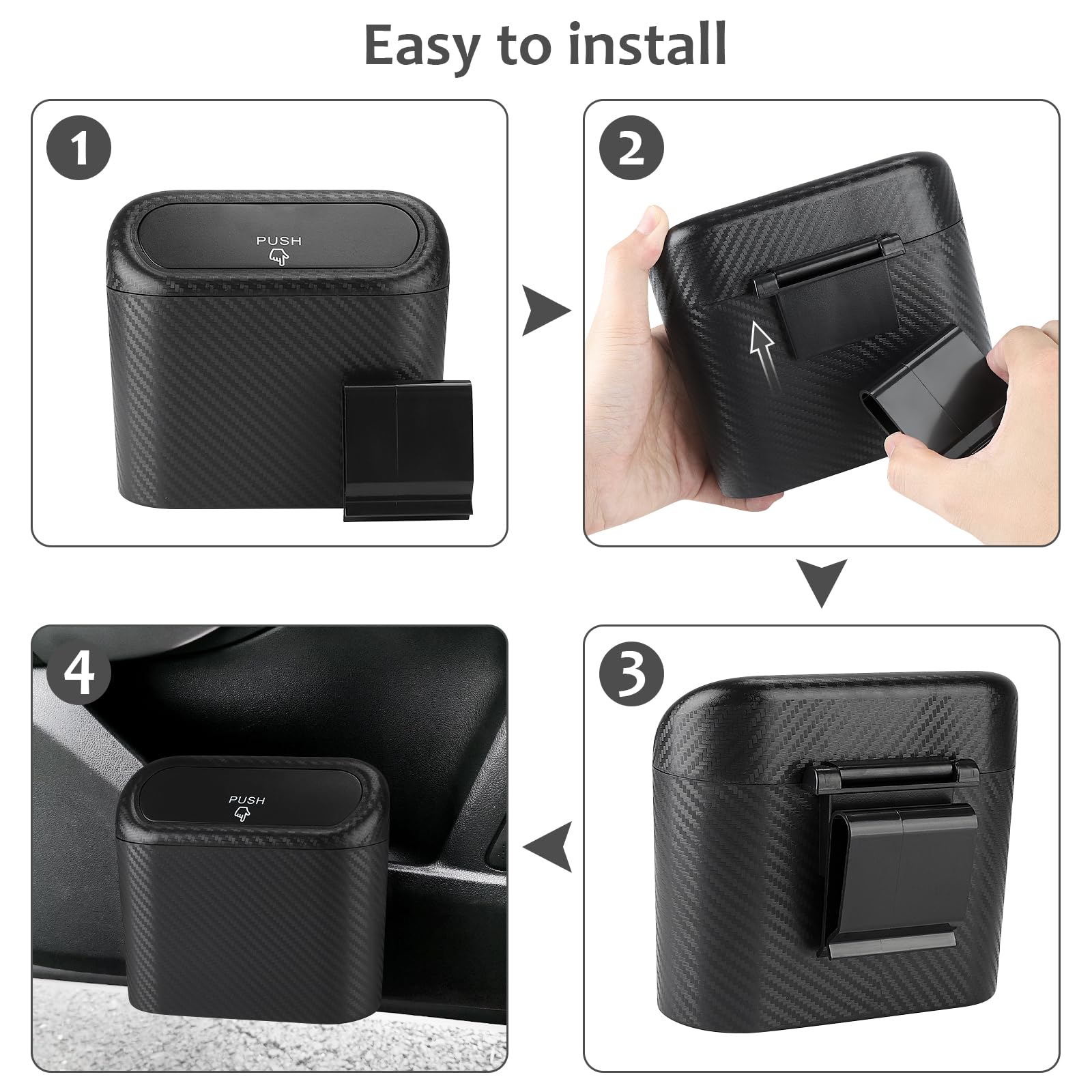 Accmor Car Trash Can with Lid, Mini Auto Dustbin Garbage Organizer with 30 Pcs Plastic Trash Bag, Automotive Garbage Container Bin for Vehicle, Home, Office