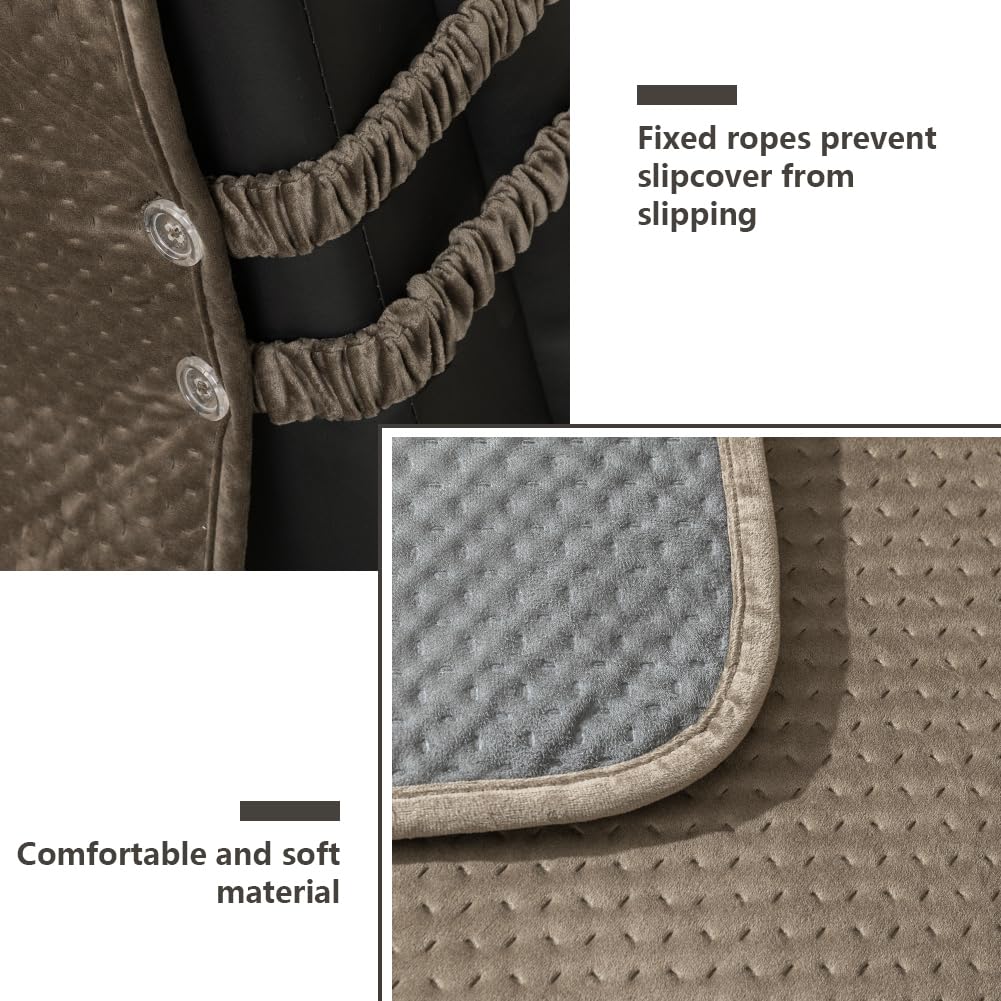 STONECREST Recliner Chair Cover, Water Resistant Velvet Quilted Slipcover, Stay in Place (Black/Grey, Recliner 23" Regular)