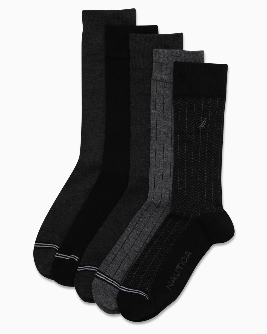 Nautica Mens Dress Socks - 5 Pack Breathable Comfort Stretch Crew-Length Work Socks for Men for Business Formal Wear (6-12.5)