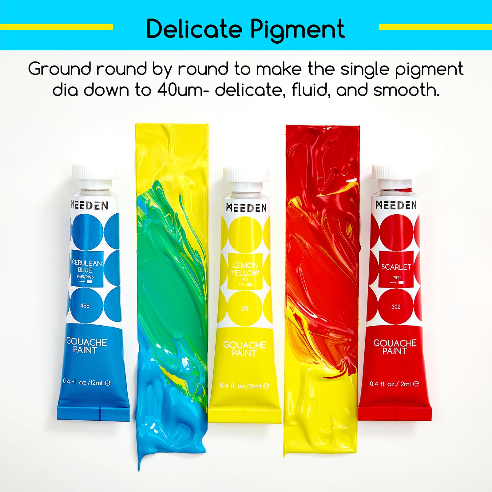 MEEDEN Gouache Paint Tube Set - 12 x 12ml (0.4 oz) Colors Art Paint Supplies for Artists Students Beginners - Rich Pigment Art Paints for Canvas Painting