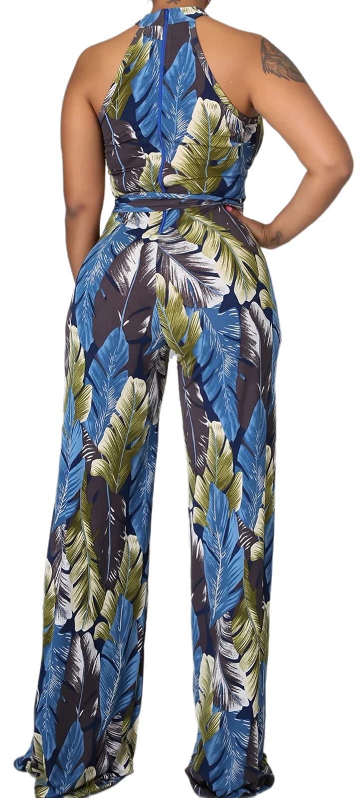 Jumpsuit for Women Sexy Elegant Long Straight Pants Cocktail Printing Jumpsuits Party Club with Zipper