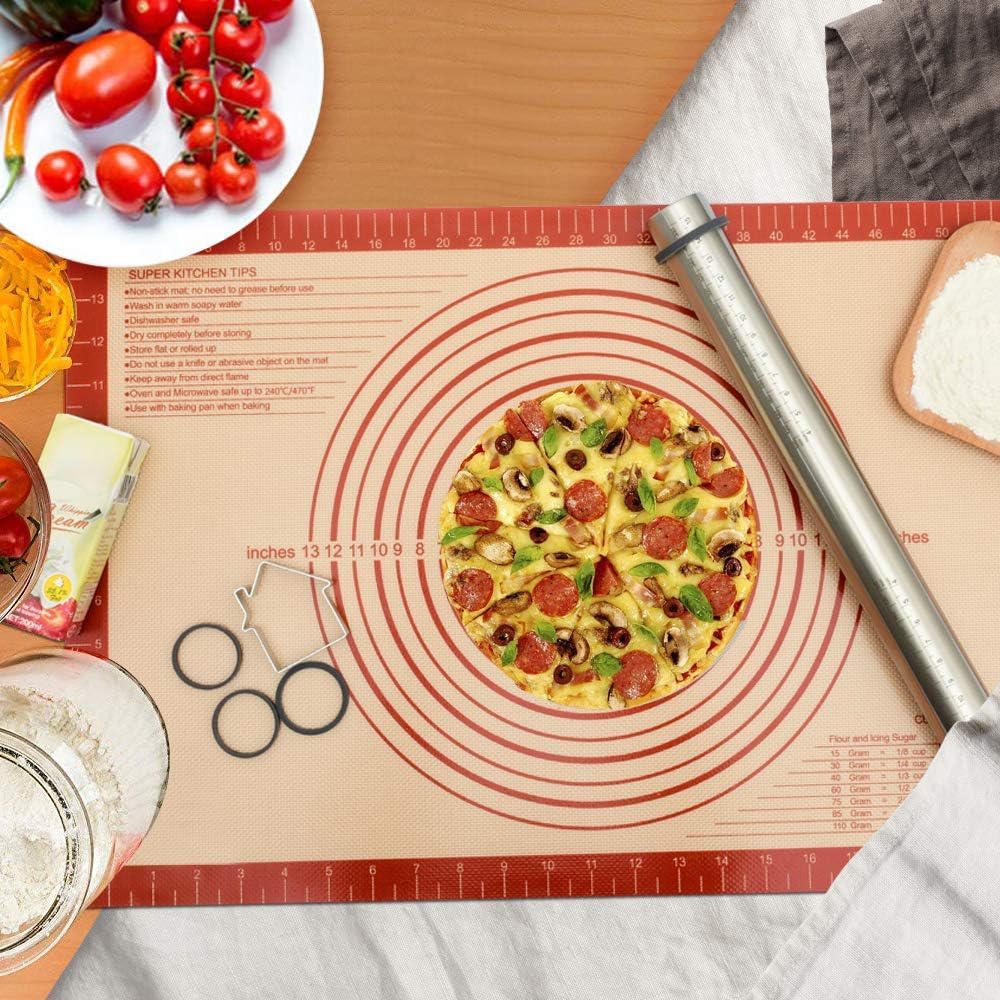 Nonstick Silicone Pastry Baking Mat Large with Measurements 16''By 20'' for Silicone Baking Mat, Counter, Dough Rolling/Pie Crust Pad By Folksy Super Kitchen (16×20, Blue)