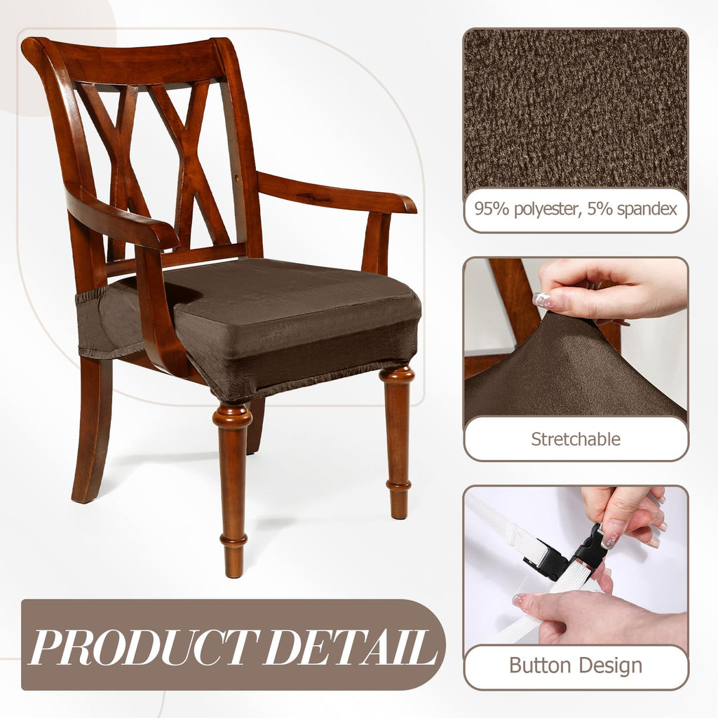 Havawish Large Dining Room Chair Seat Covers with Armrest Dining Chair Slip Covers Protectors(1 Pcs,Beige White)