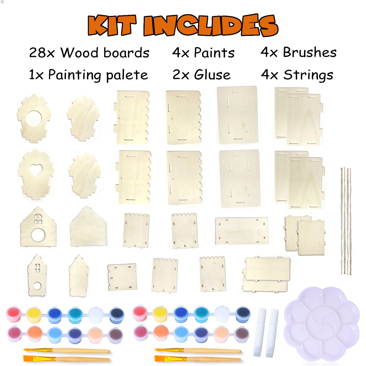 hapray 12 Pack Bird House Kit, DIY Birdhouse Kits, Wooden Crafts Arts for Children to Build and Paint (Includes Paints & Brushes) for Kids Girls Boys Toddlers Halloween Christmas Gift