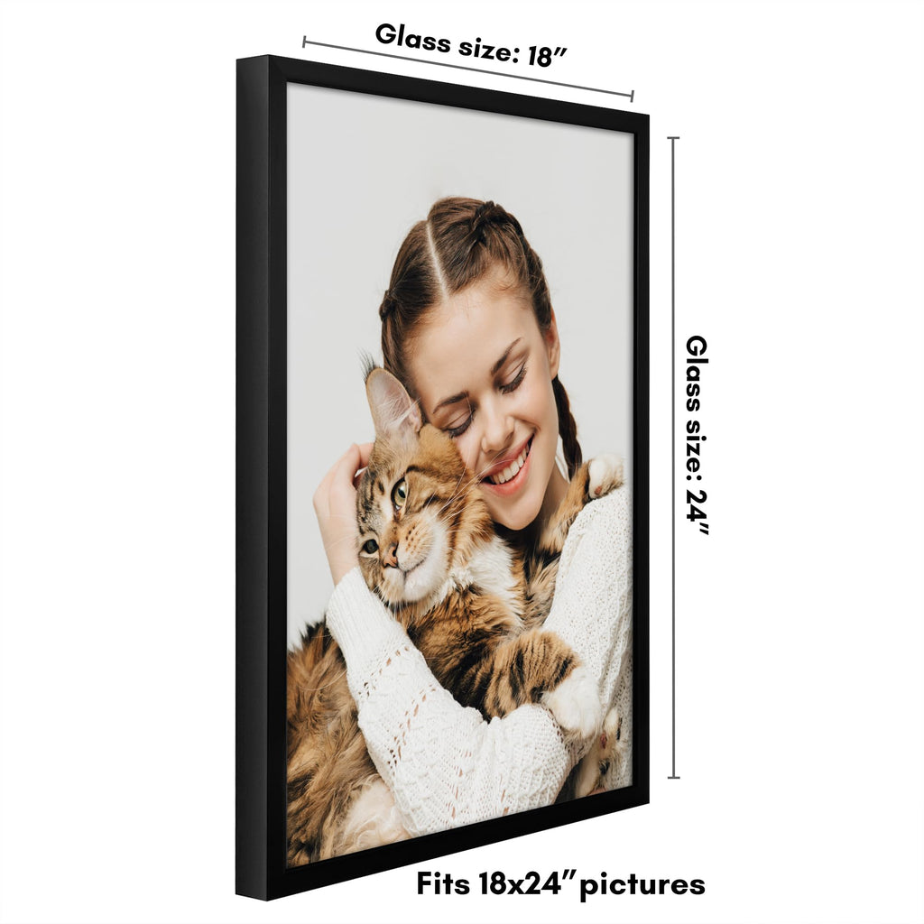 Americanflat 5x7 Picture Frame with Shatter-Resistant Glass - Soho Collection - Gallery Style Deep Molding Picture Frames for Tabletop and Wall Display - Black