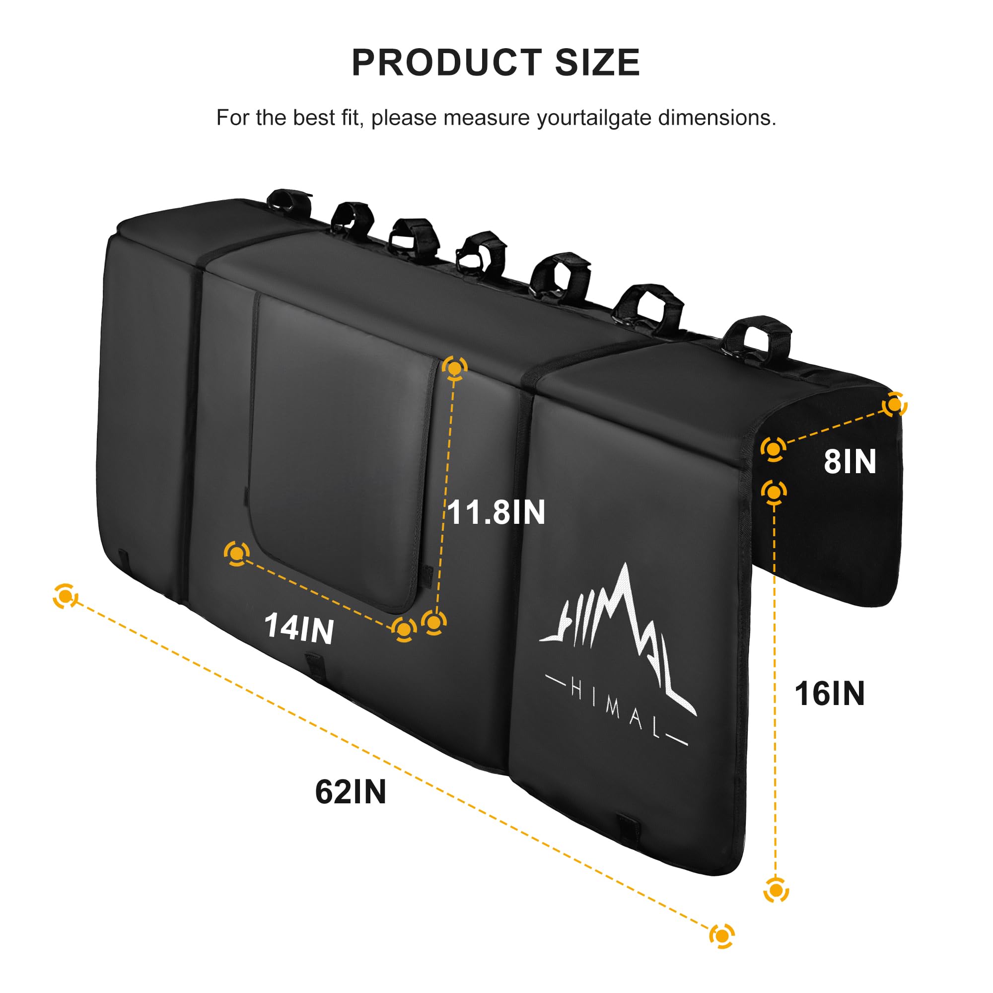 Himal Outdoors Tailgate Pad for Mountain Bike, Tailgate Protection Pad with Tool Pockets, Fits Most Truck Carries Up to 7 Bikes