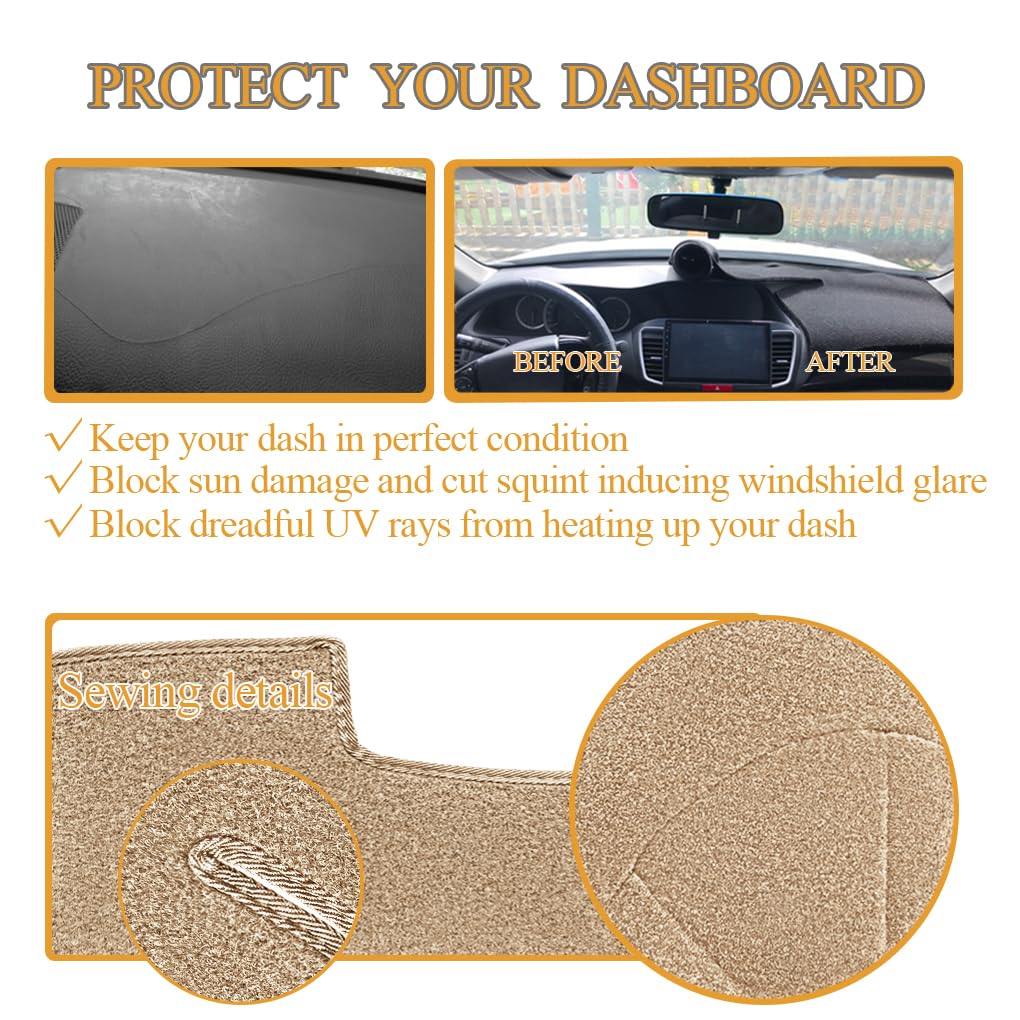 Dash Cover Fit for Chevy Chevrolet Silverado 1500 LT/WT 2500HD 3500HD 2007-2013, GMC Sierra 2007-2013 Dashboard Mat Carpet (08-13 Beige) Y74