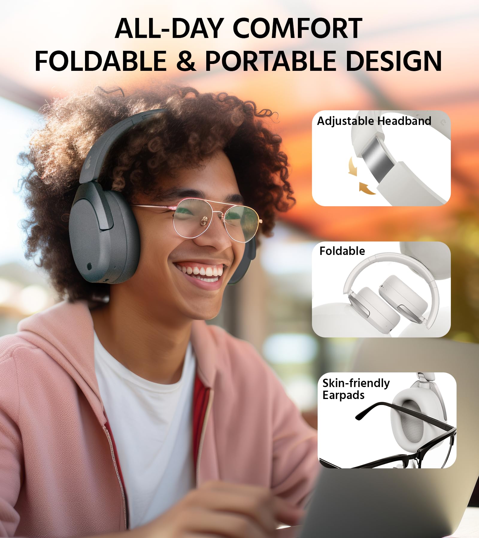 Edifier W830NB Wireless Over Ear Headphones with -45dB Active Noise Cancelling, 94H Playtime, LDAC Hi-Res Sound, Spatial Audio, Fast Charging, Multipoint Connection, Bluetooth V5.4 - Black