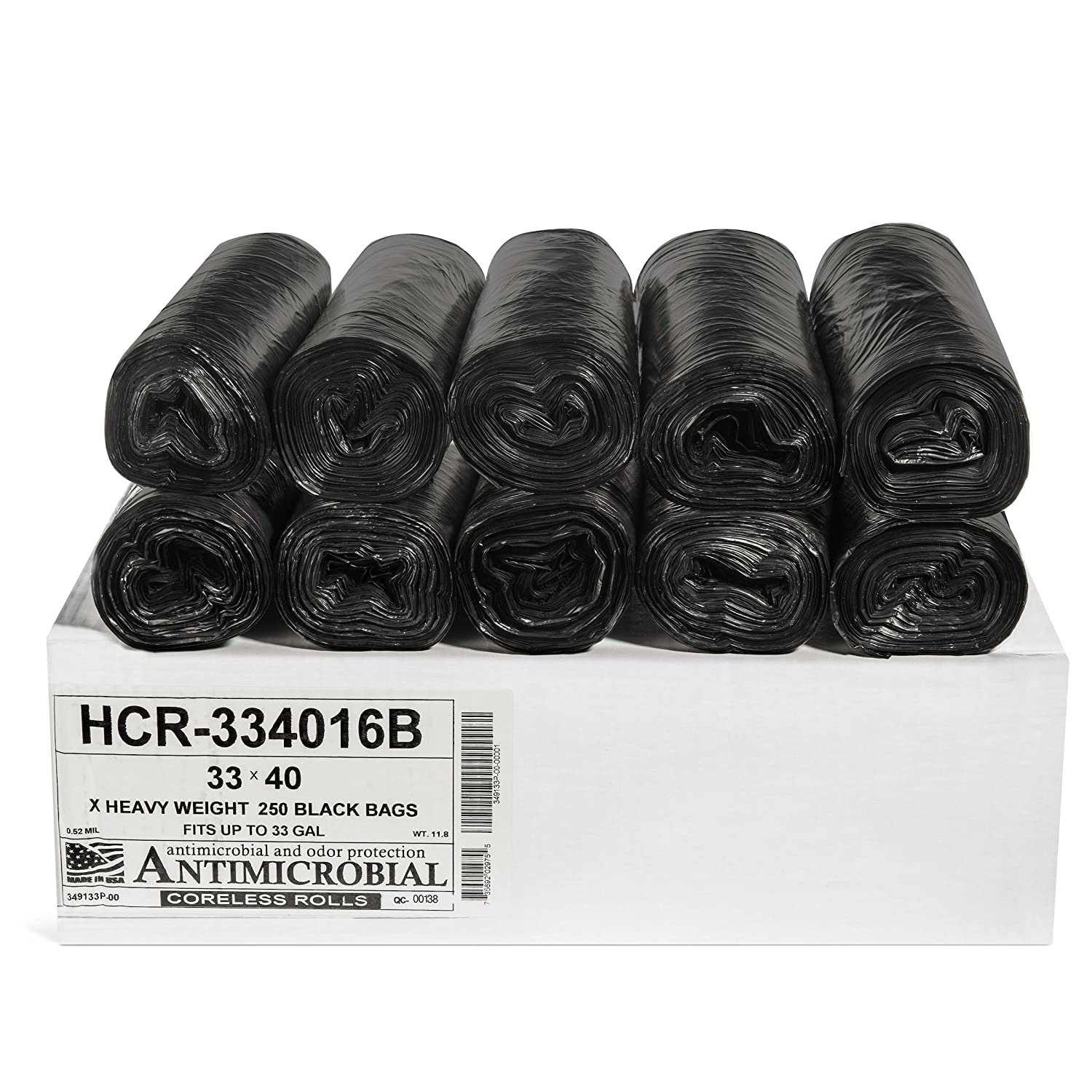 Aluf Plastics High Density Trash Bags, 10 Gallon, 4000 Count, 6 Micron (eq), 24" x 24", Black, for Bathroom, Office, Industrial, Commercial, Janitorial, Municipal, Recycling