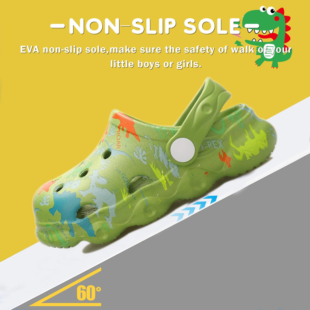 OWIF Toddler Clogs Boys Girls Kids Dinosaur Garden Shoes Slip on Sandals Slides Water Summer Shoes for Outdoor Beach Pool