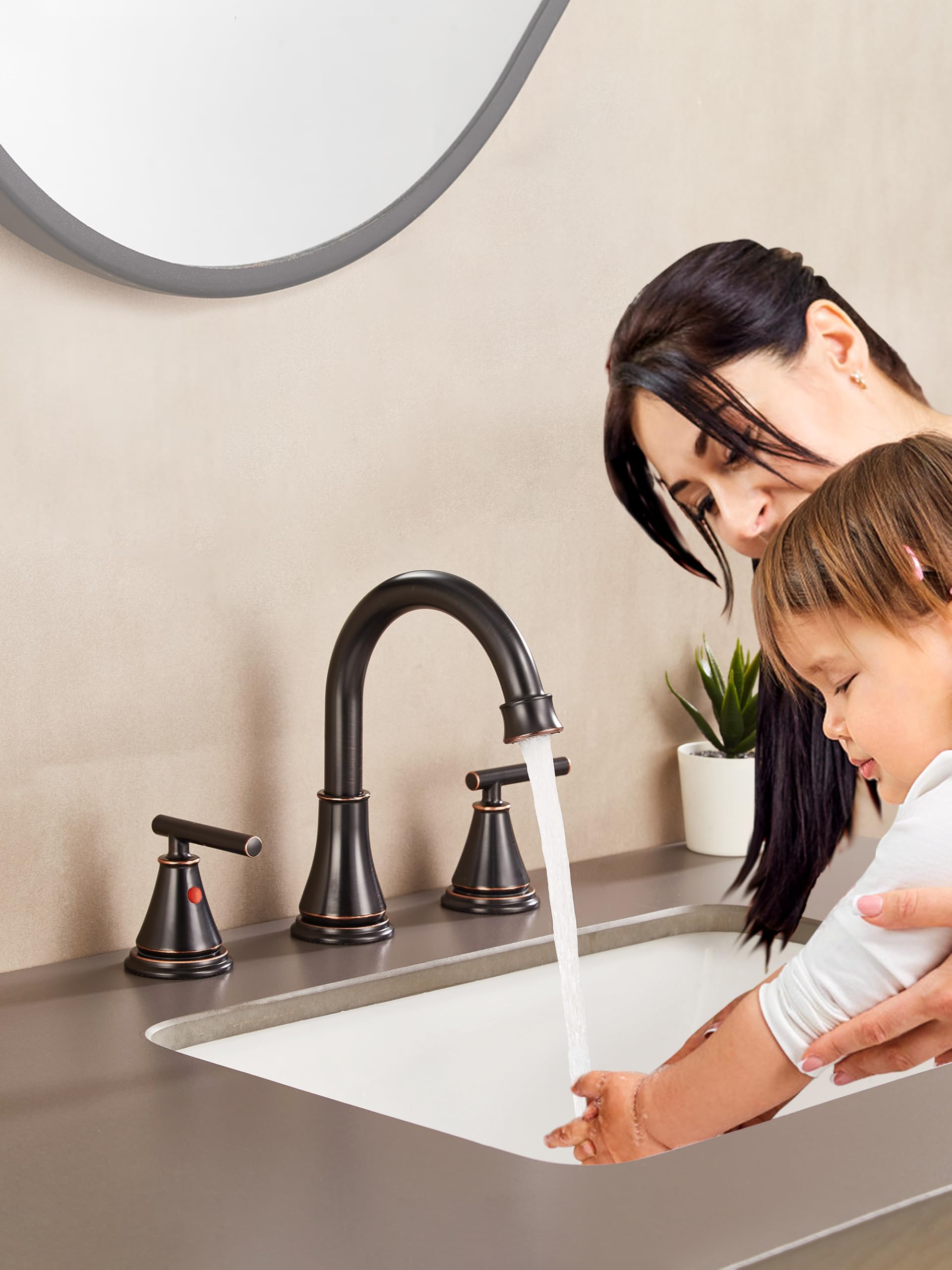 Fransiton Widespread Bathroom Sink Faucet 3 Hole, Brushed Gold Bathroom Faucet with Metal Pop-Up Drain, 2 Handle for 6-16" RV Vanity Sink