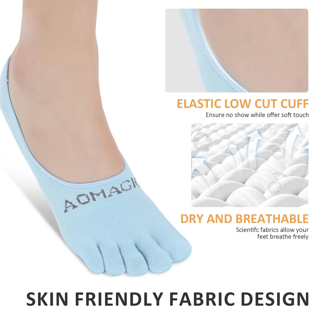 Toe Socks No Show for Women & Men Running Five Fingers Athletic Invisible Liner Socks, Moisture Wicking