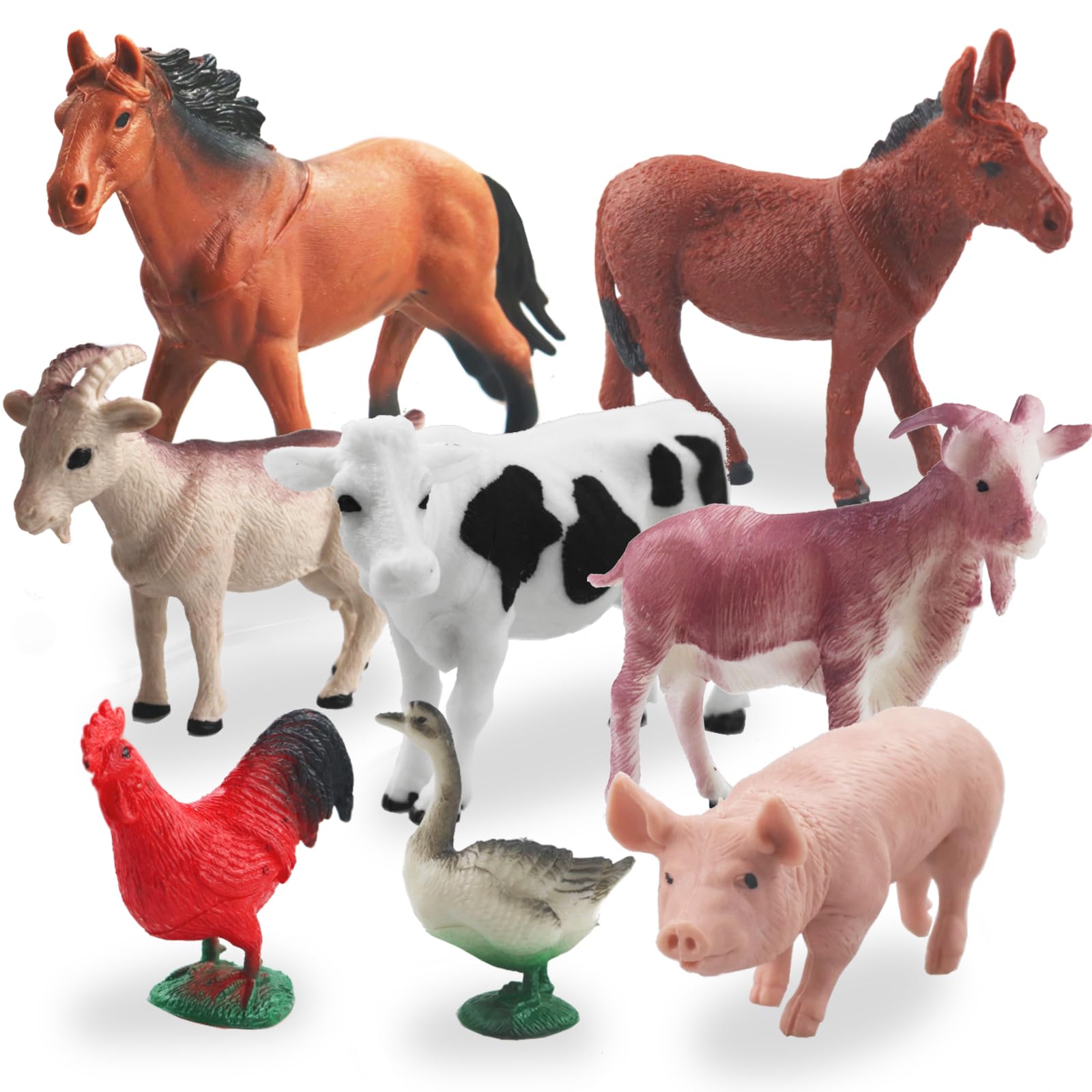 15 Pcs Mini Figures Toys Realistic Farm Animal Figurines, Plastic Learning Educational Playset Animal Themed Party Supplies Cake Topper Ornaments for Easter Egg Birthday Christmas
