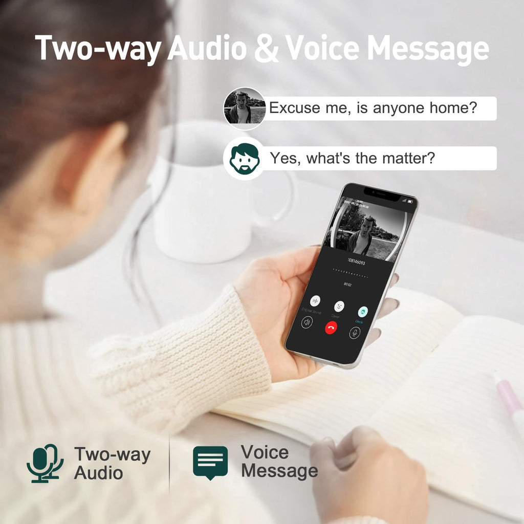 XTU Doorbell Camera Wireless No Subscription, 2K Video Doorbell with Chime, 2-way Audio, Instant Alert, Human Detection, Night Vision, 2.4G Wi-Fi, Works with Alexa and Google Assistant, Indoor Outdoor