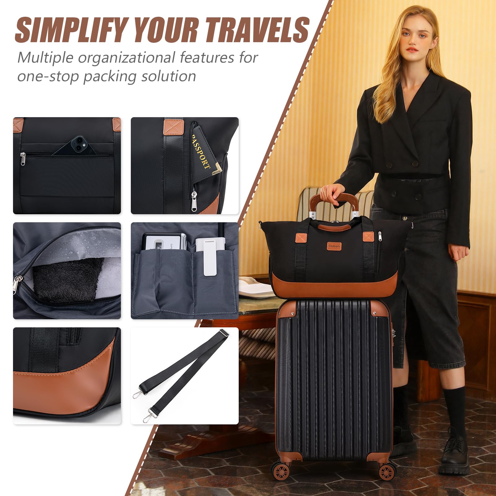 Cosbarn Luggage Sets 5 Piece Suitcases with Wheels, Suitcase Set ABS Hard Case Luggage with TSA Lock Spinner Wheels Durable Travel Luggage