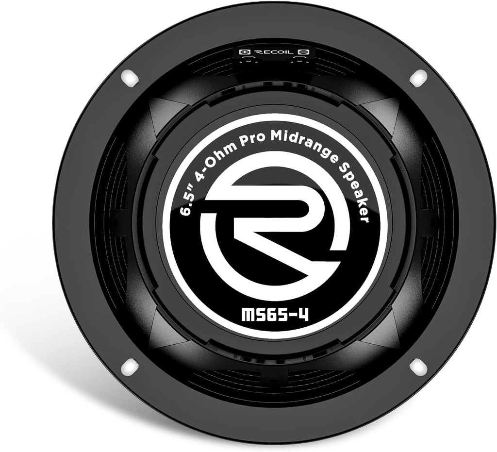 RECOIL MS65-4P 6.5-Inch Midrange Pro Audio Car Speakers, 600 Watts Max Pair 4Ohm, 1.5-Inch High Temperature Kapton Voice Coil, Premium Quality Audio Door Speakers