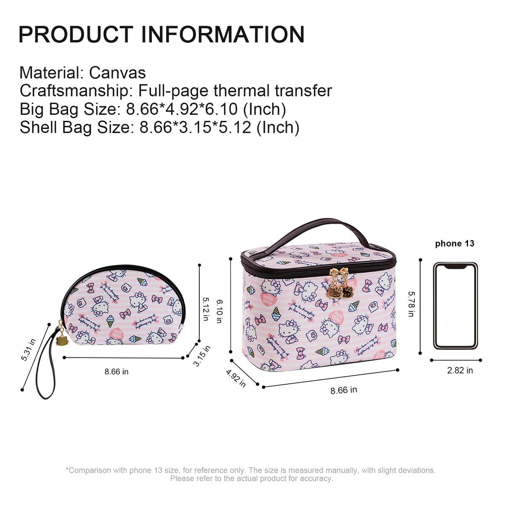 AmBealla Makeup Bag Large Waterproof Cosmetic Bags with Makeup Brush Holder,Cute Printed Makeup Organizer for Women Traveling,Portable Toiletry Bag for Girls