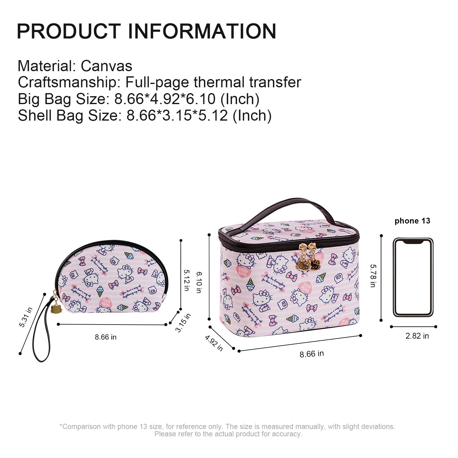 AmBealla Makeup Bag Large Waterproof Cosmetic Bags with Makeup Brush Holder,Cute Printed Makeup Organizer for Women Traveling,Portable Toiletry Bag for Girls