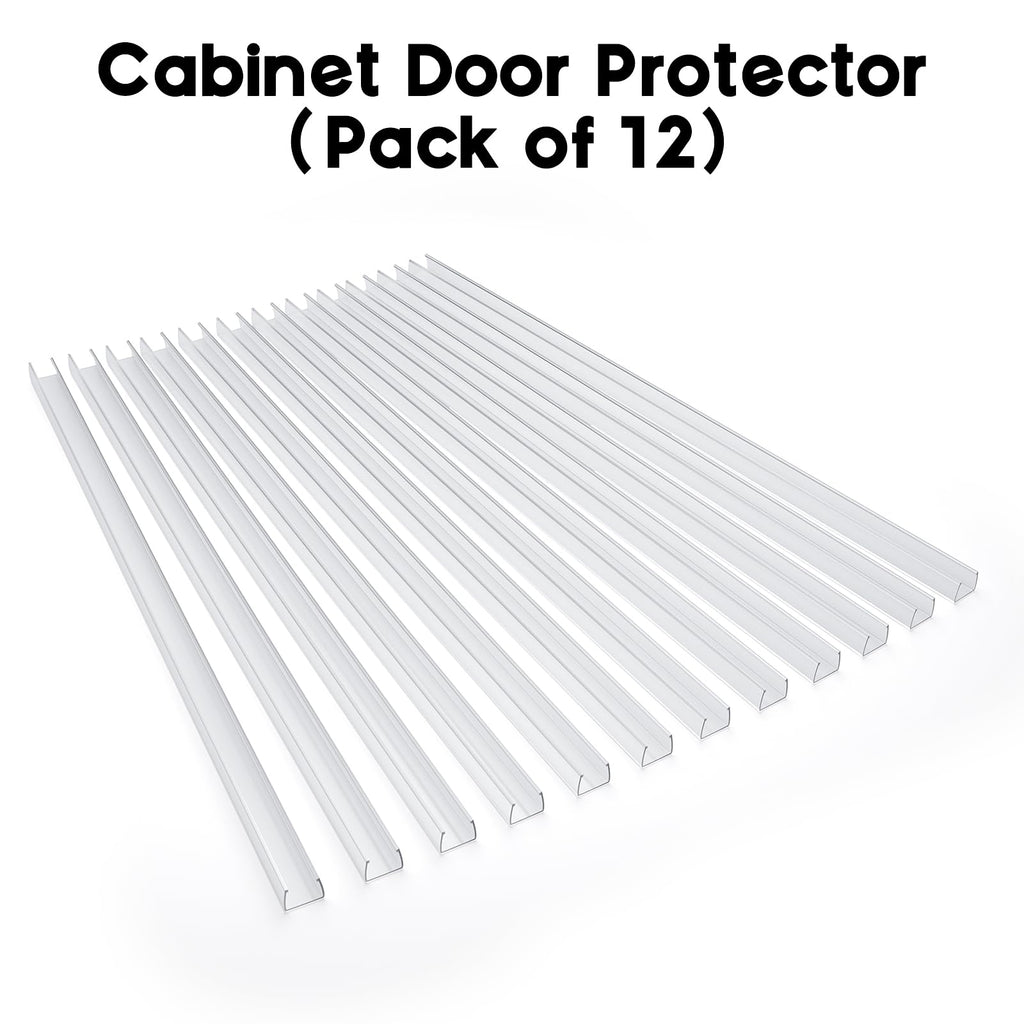 Cabinet Protector Edge Guard (Pack of 6), 17.7" Clear PVC Cabinet Edge Protectors for 3/4" Thick Kitchen Cabinets Doors – Slip-On No-Tool Sliding Installation