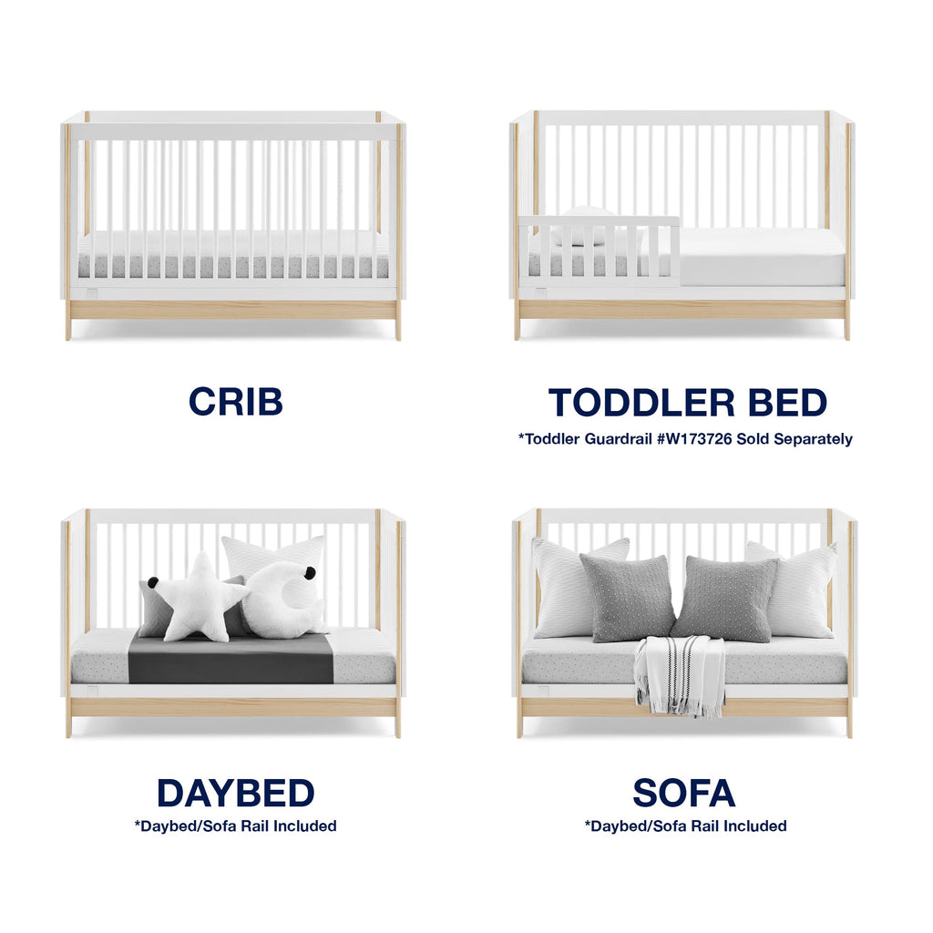GAP babyGap Tate 4-in-1 Convertible Crib - Greenguard Gold Certified, Bianca White/Natural