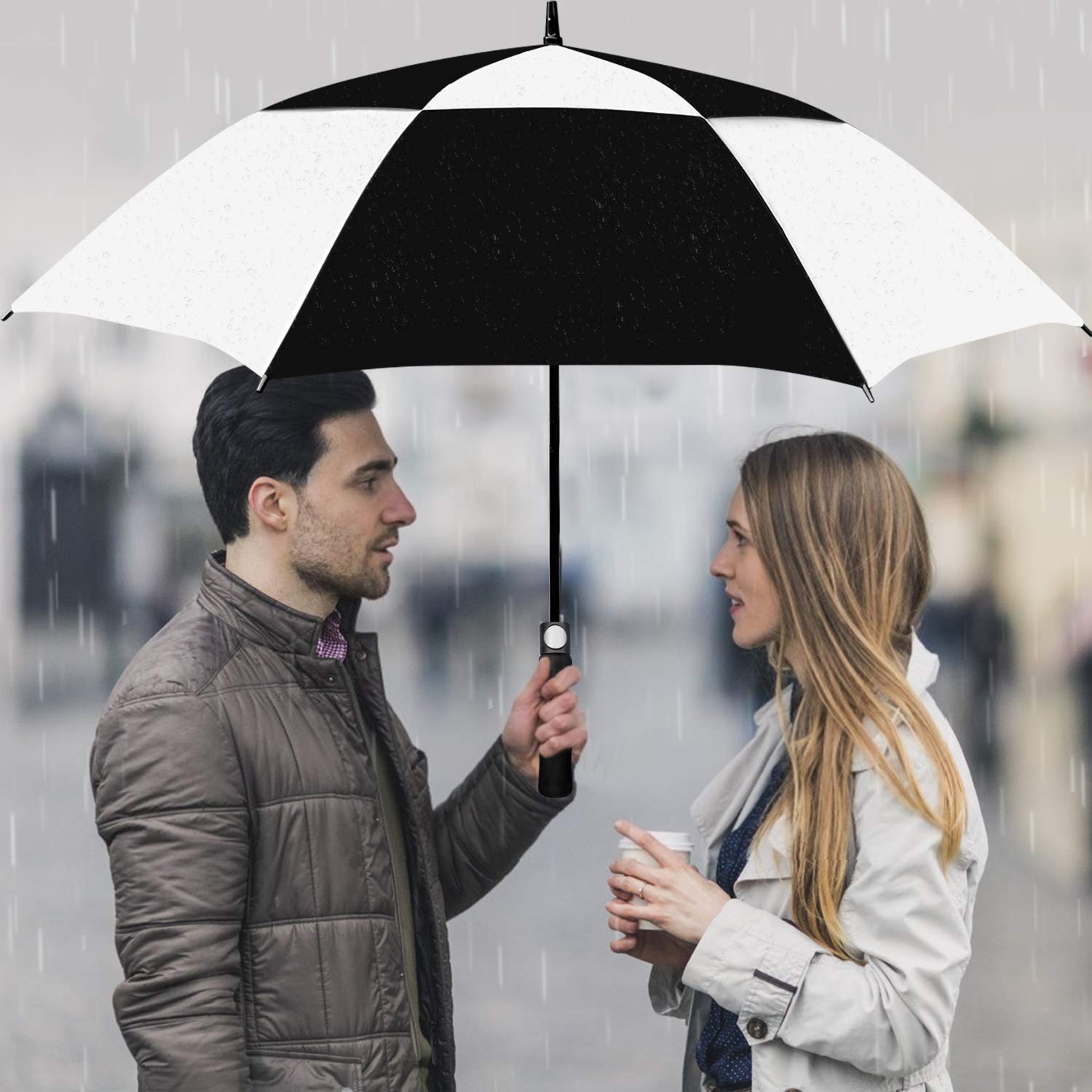 ACEIken Golf Umbrella Large 58/62/68 Inch Automatic Open Golf Umbrella Extra Large Oversize Double Canopy Vented Umbrella Windproof Waterproof for Men and Women