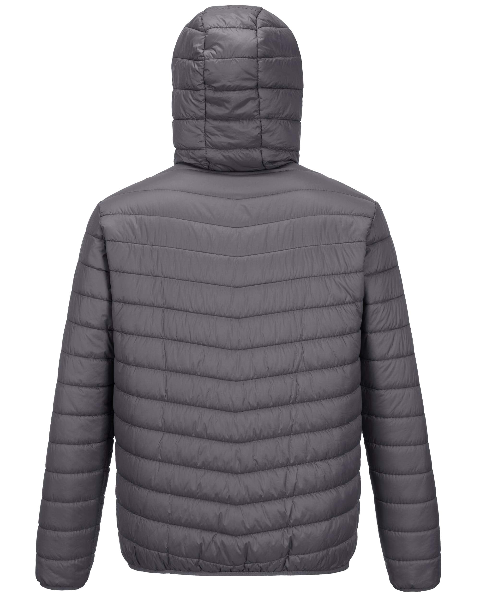Outdoor Ventures Men's Lightweight Packable Hooded Puffer Jacket Insulated Winter Coat for Snow Ski Traveling