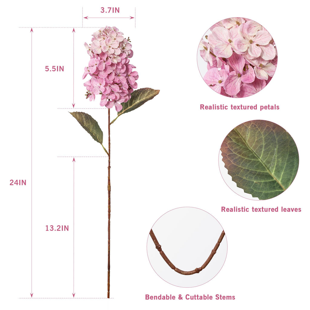 Ttranewsoo Hydrangea Artificial Flowers,Fall Hydrangeas Artificial Flowers,Blue Fake Fall Dried Hydrangea Flowers Decoration,Faux Silk Flower with Stems Winter Decor(Blue 24" 8pcs) Without Vase