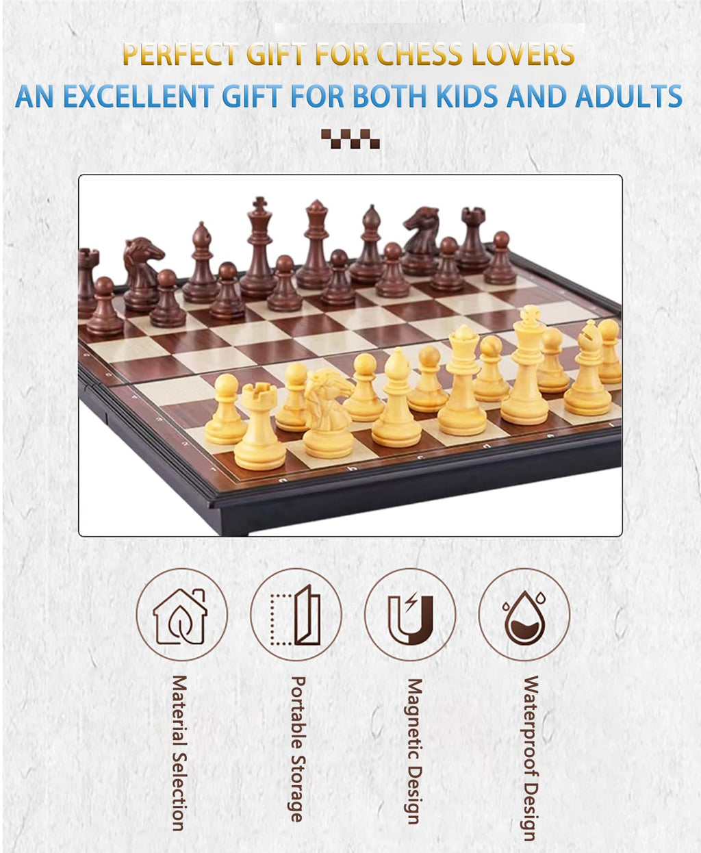 Chess Sets Magnetic Board Games - 11.8 Inches Travel Chess Set for Teenager & Adults, Wooden-Style Folding Portable Chess Gifts Classic 2-Player Strategy Family Game for Beginner and Professional